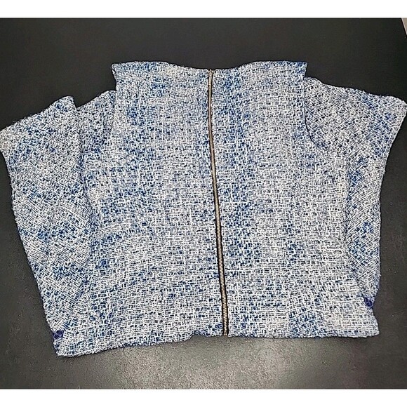 Karl Lagerfeld Drop Waisted Tweed Sleeveless Dress - Blue, White Sz 8 - Picture 7 of 9